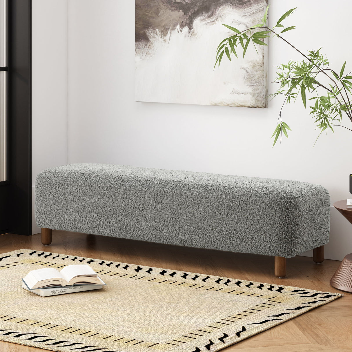 Contemporary Ottoman With Foam Cushion And Durable Upholstery