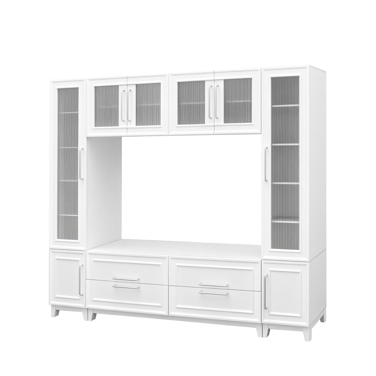 Wall Unit Modern Entertainment Center With Glass Doors