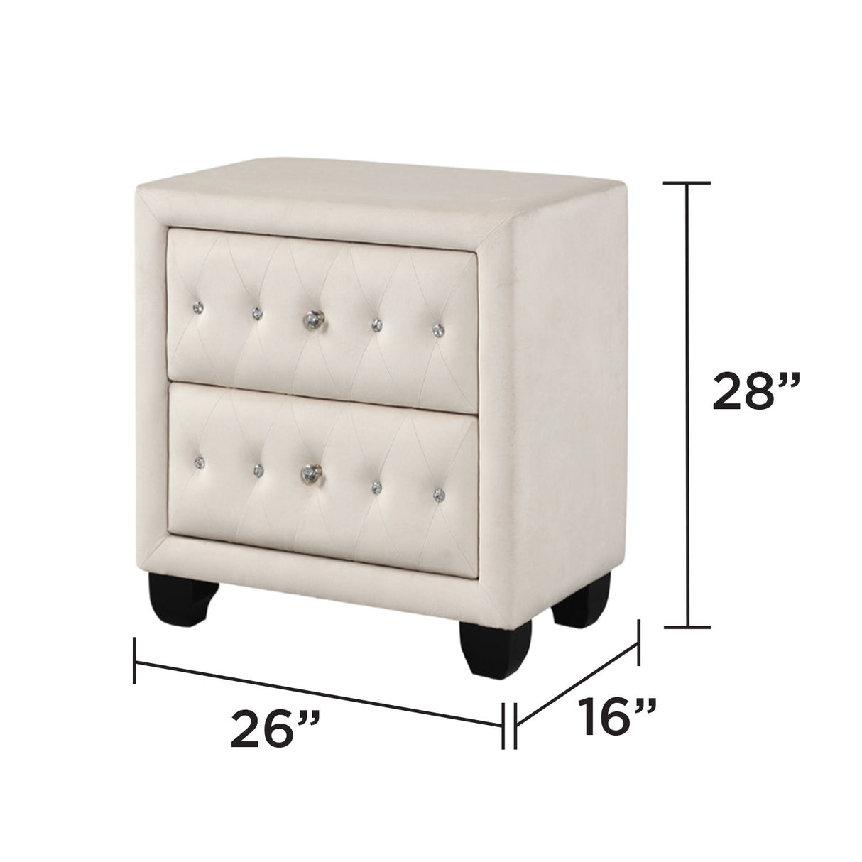 Sophia - 2 Drawer Upholstered Nightstand