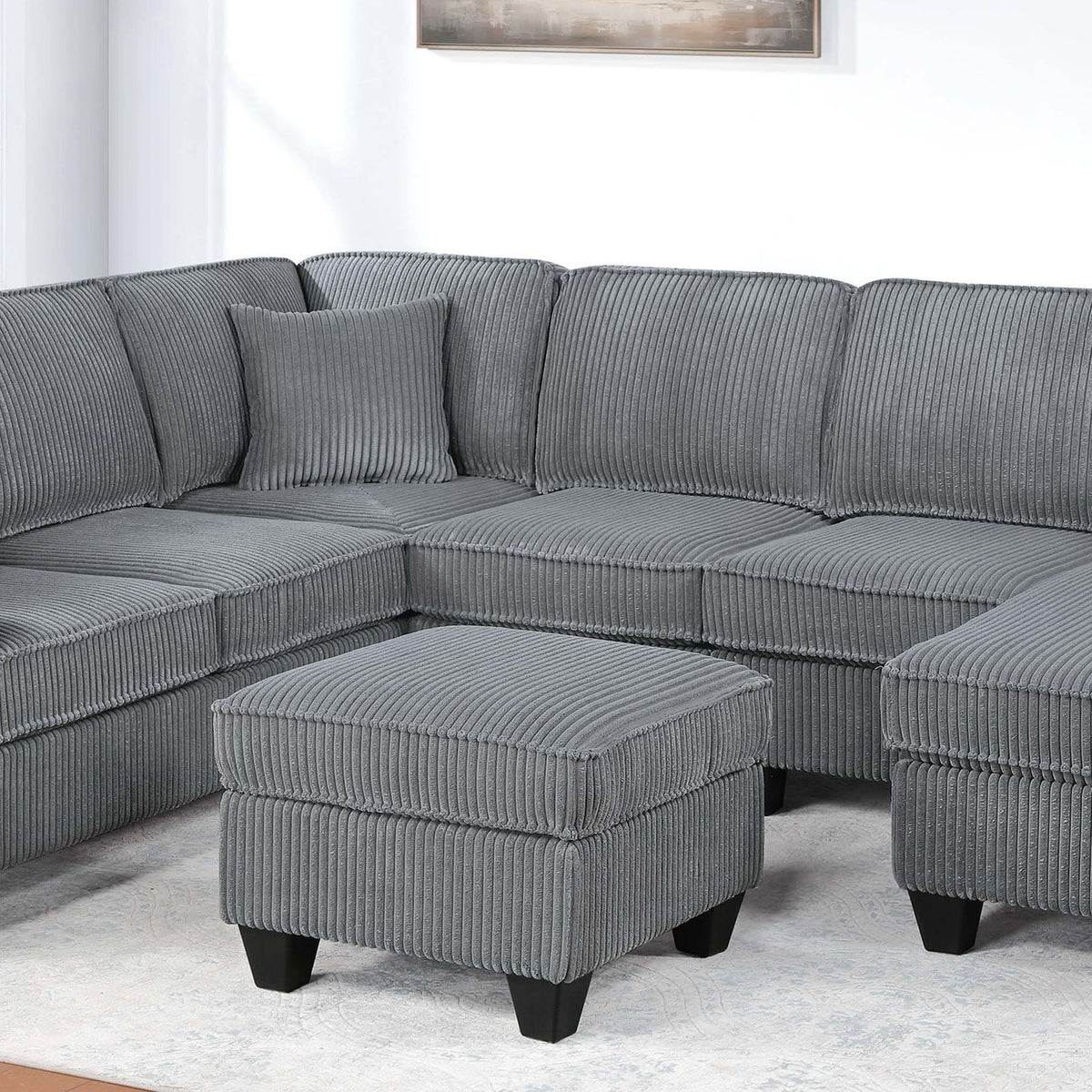 Sectional With Left Arm Facing Loveseat With USB Port With Cocktail Ottoman
