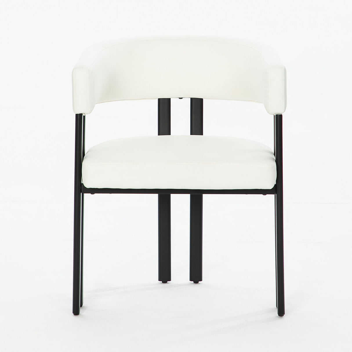 Modern Dining Upholstered Barrel Chair With Curved Back And Armrests
