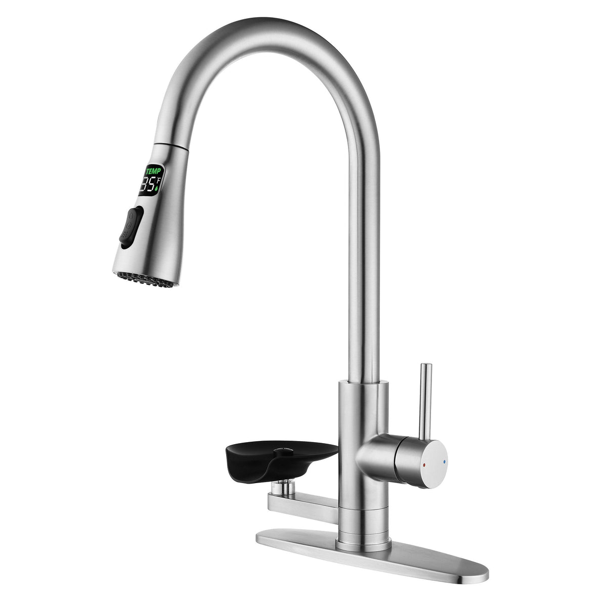 3 In 1 Kitchen Faucet With LED Temperature Display, Pull Down Sprayer