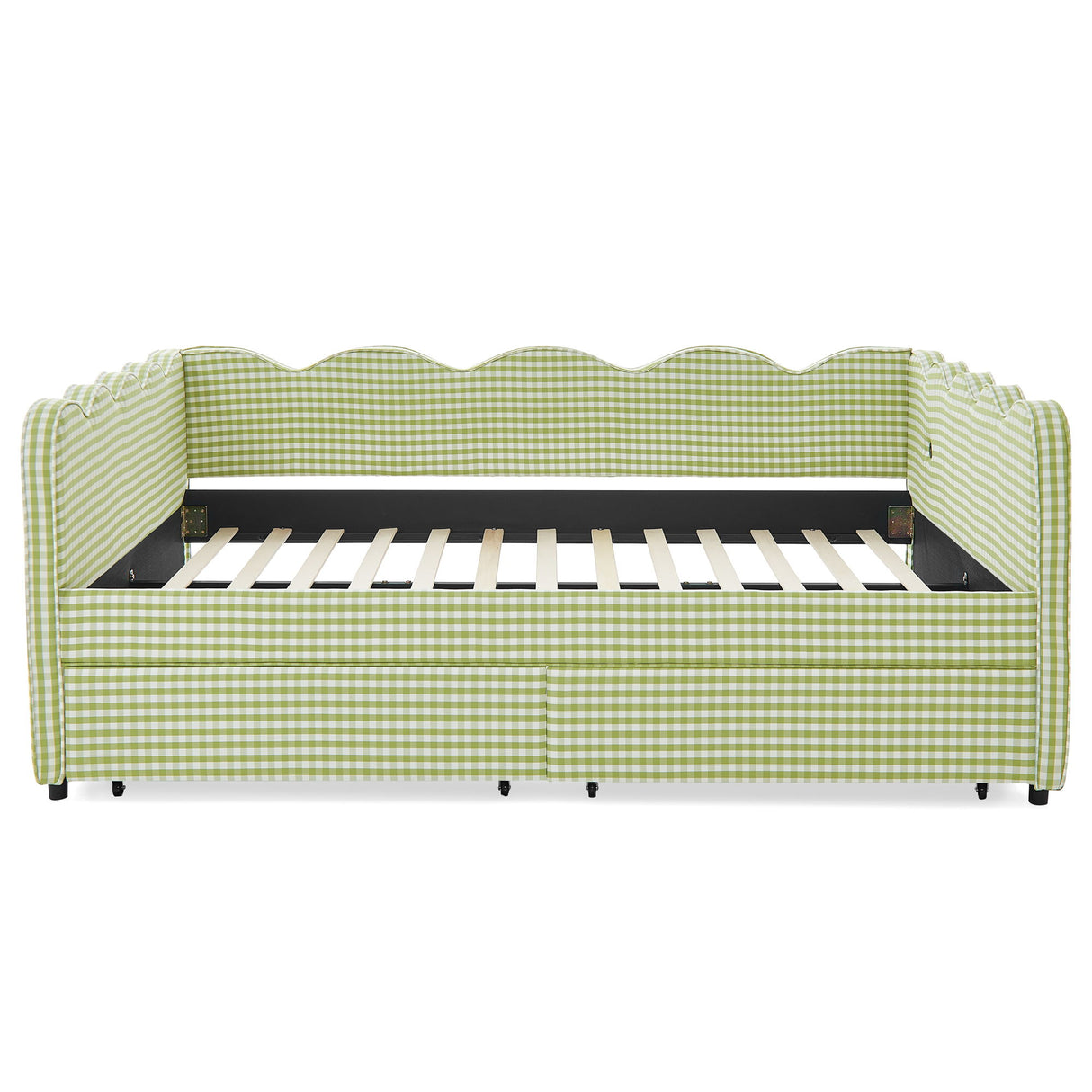Gingham Daybed & USB Charging Port, Wave Shaped Design