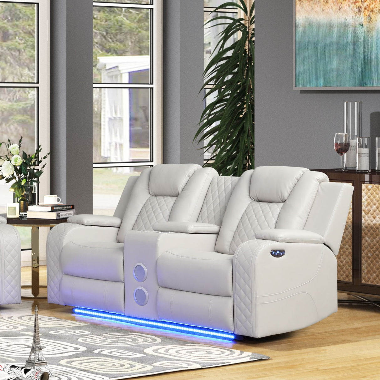 Benz - Power Reclining Loveseat With LED Lighting And Built In USB