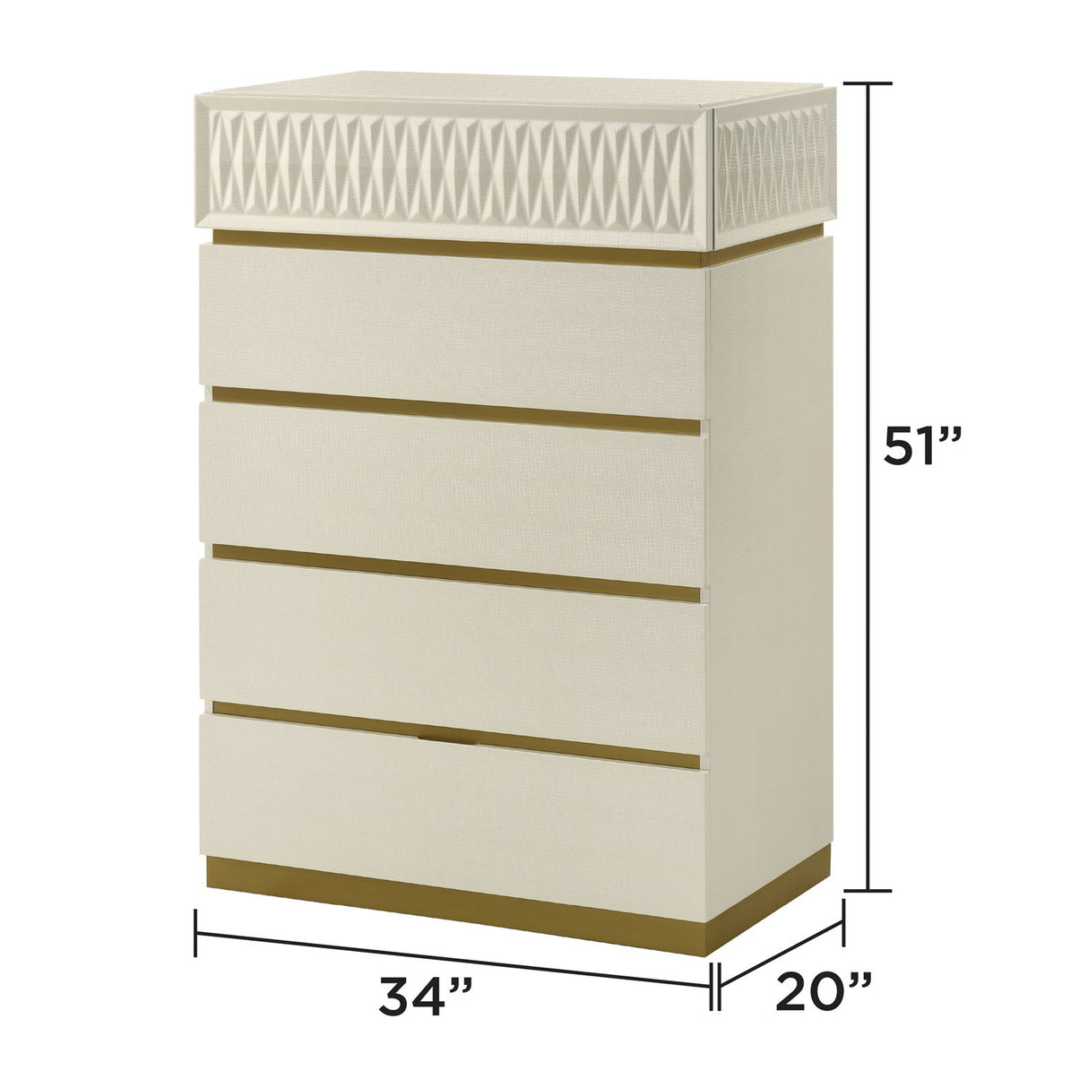 Stanley - 5 Drawer Chest With Crocodile Texture - Gray