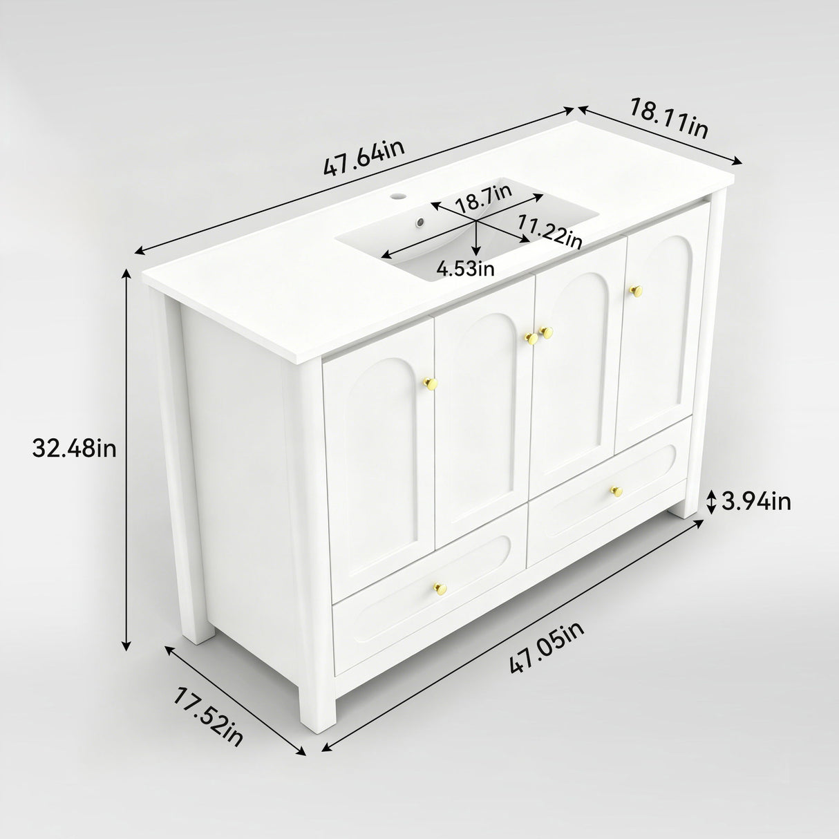 Bathroom Vanity With Sink Combo, 4 Soft Close Doors And 2 Drawers