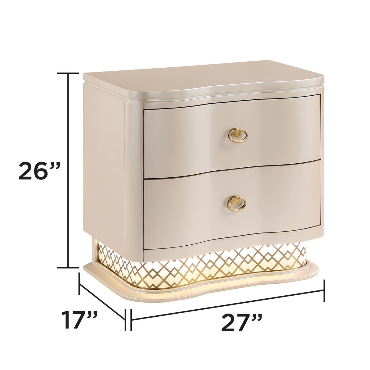 Flora - 2 Drawer Nightstand With LED - Champagne
