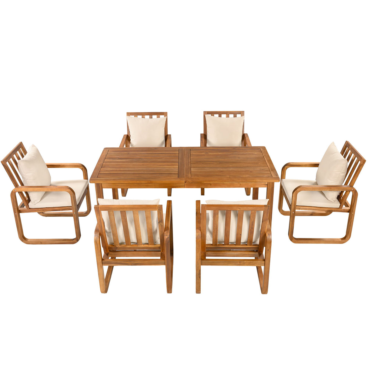 7 Piece Outdoor Patio Dining Set With Removable Cushions