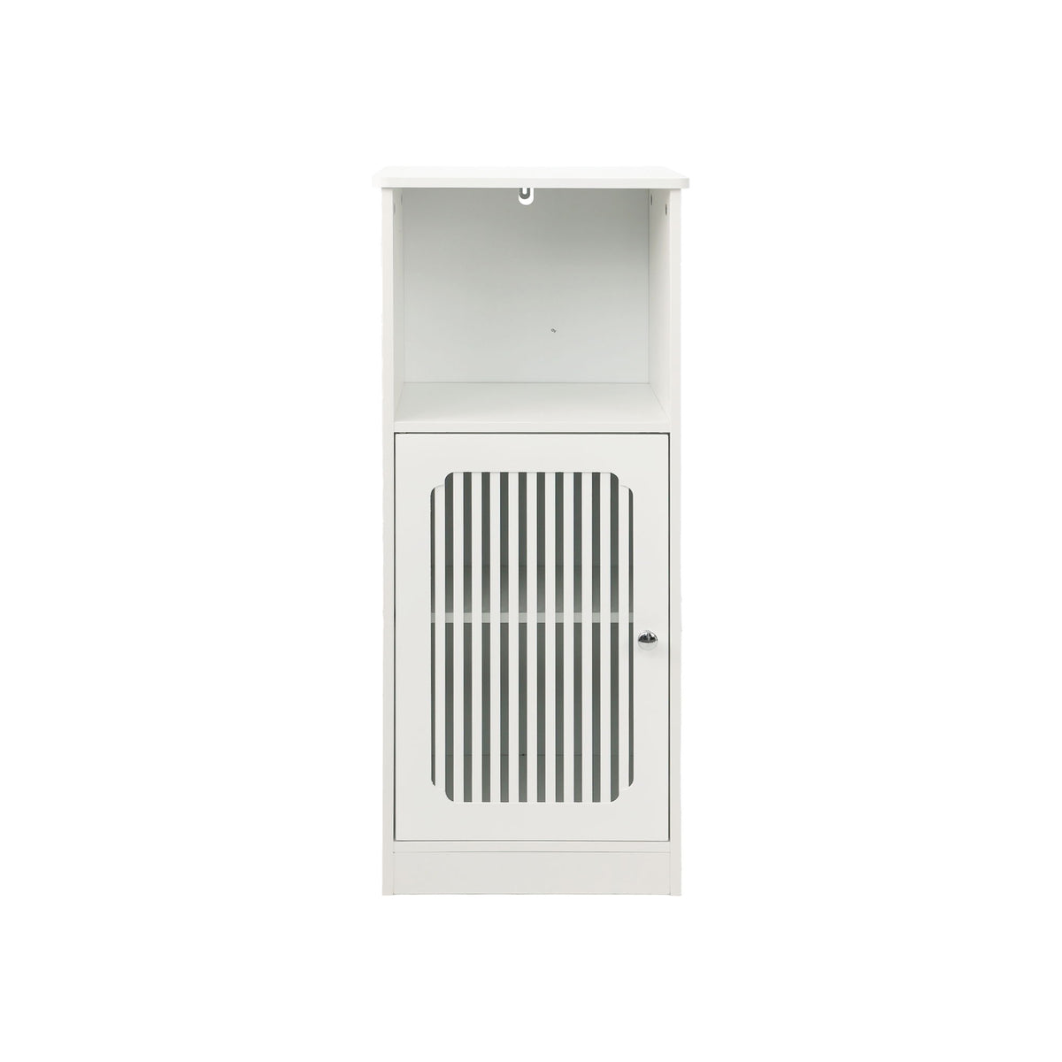 Louvered Door Bathroom Low Cabinet With Multi Layer Storage - White