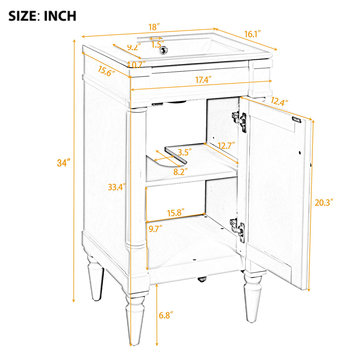 Bathroom Vanity With Sink, Storage Cabinet With Door, Drop In Sink, Compact Freestanding Design