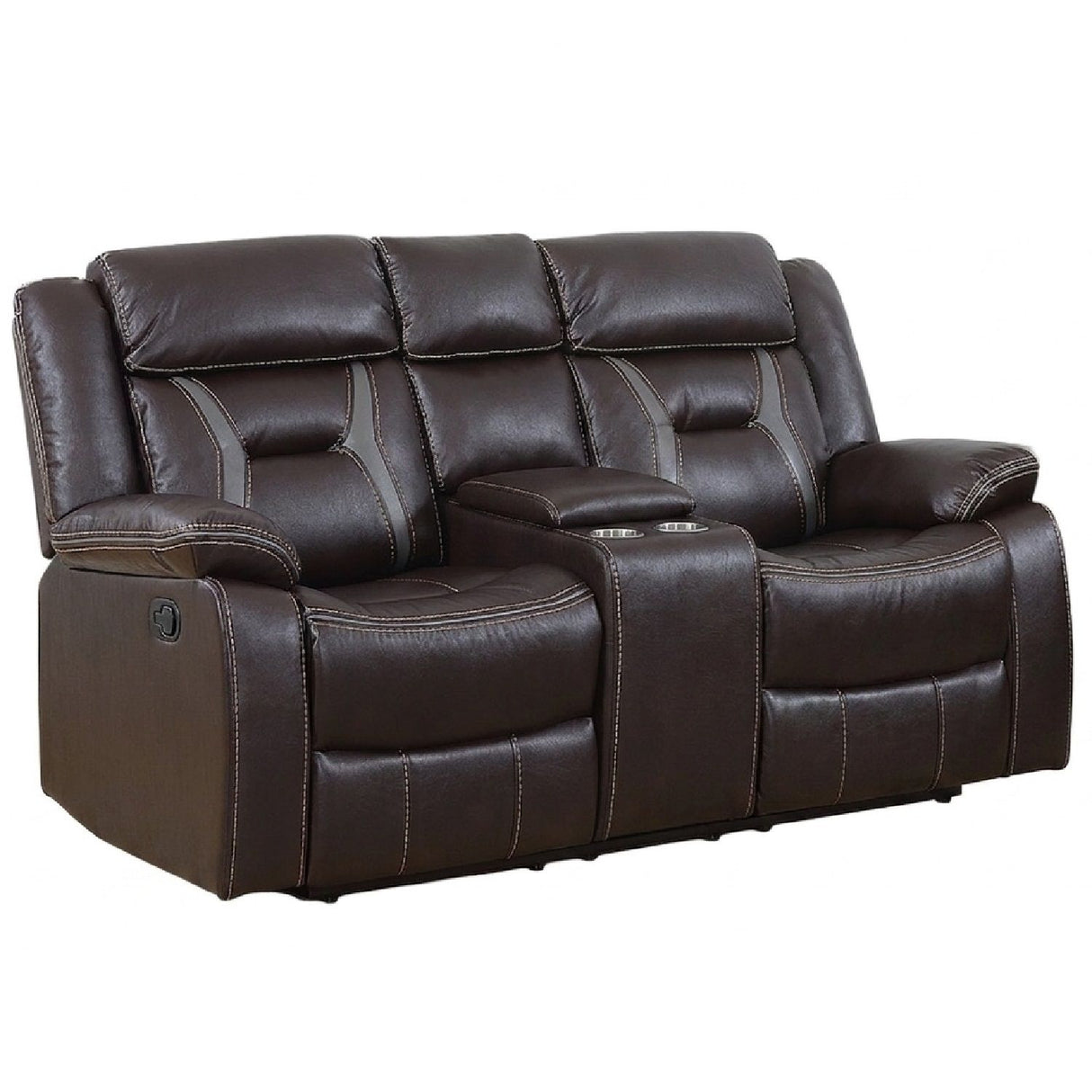 Modern Reclining Loveseat With Console, Cup Holders, Storage