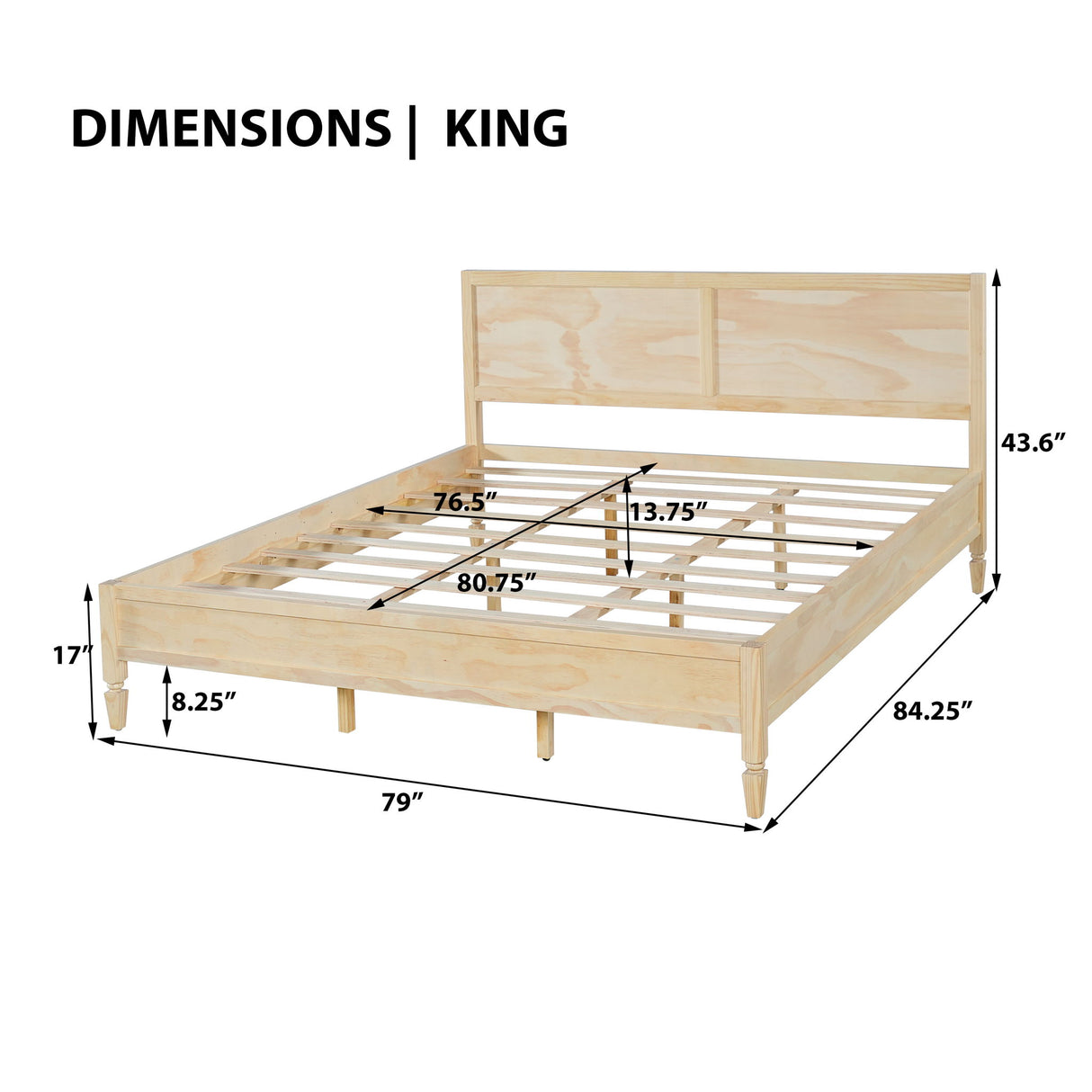 Classic Platform Bed Frame With Panel Headboard