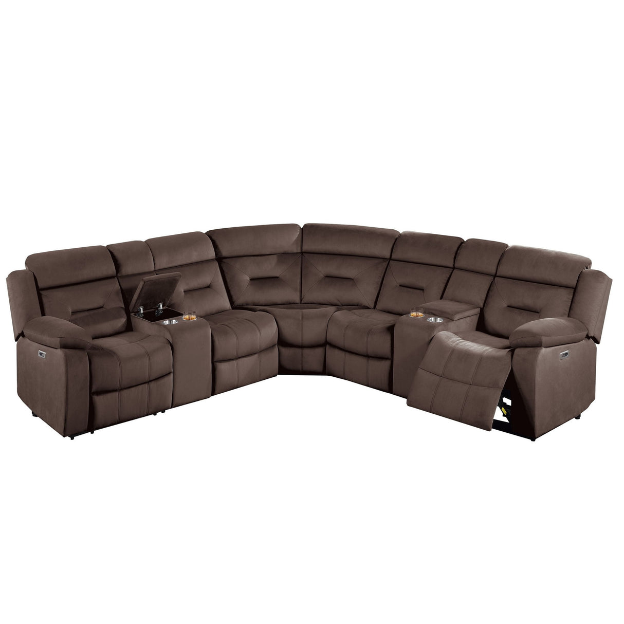 Power Reclining Sectional Set With Console Cup Holders