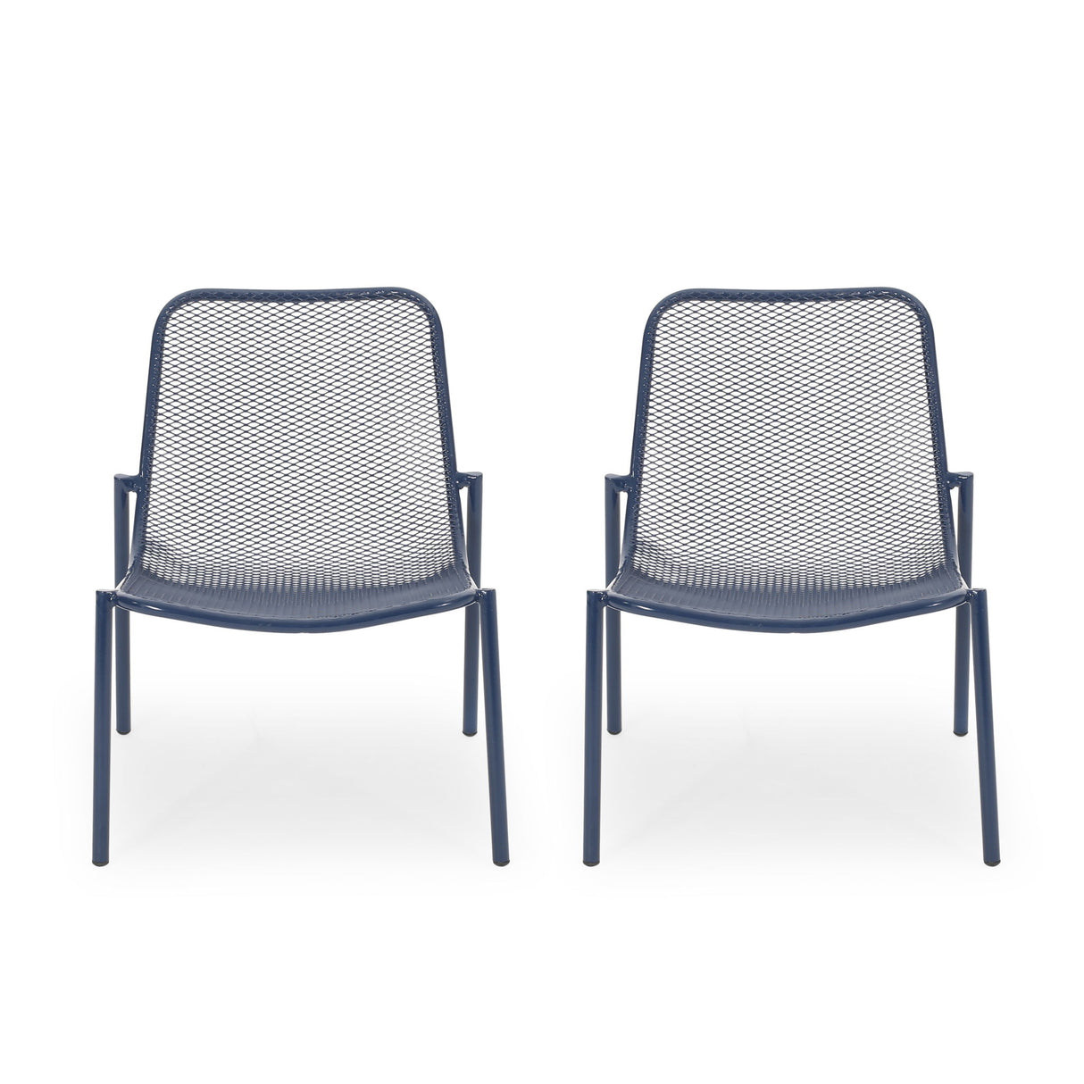 Kincaid - Stackable Iron Chairs Set - Matte Navy Blue