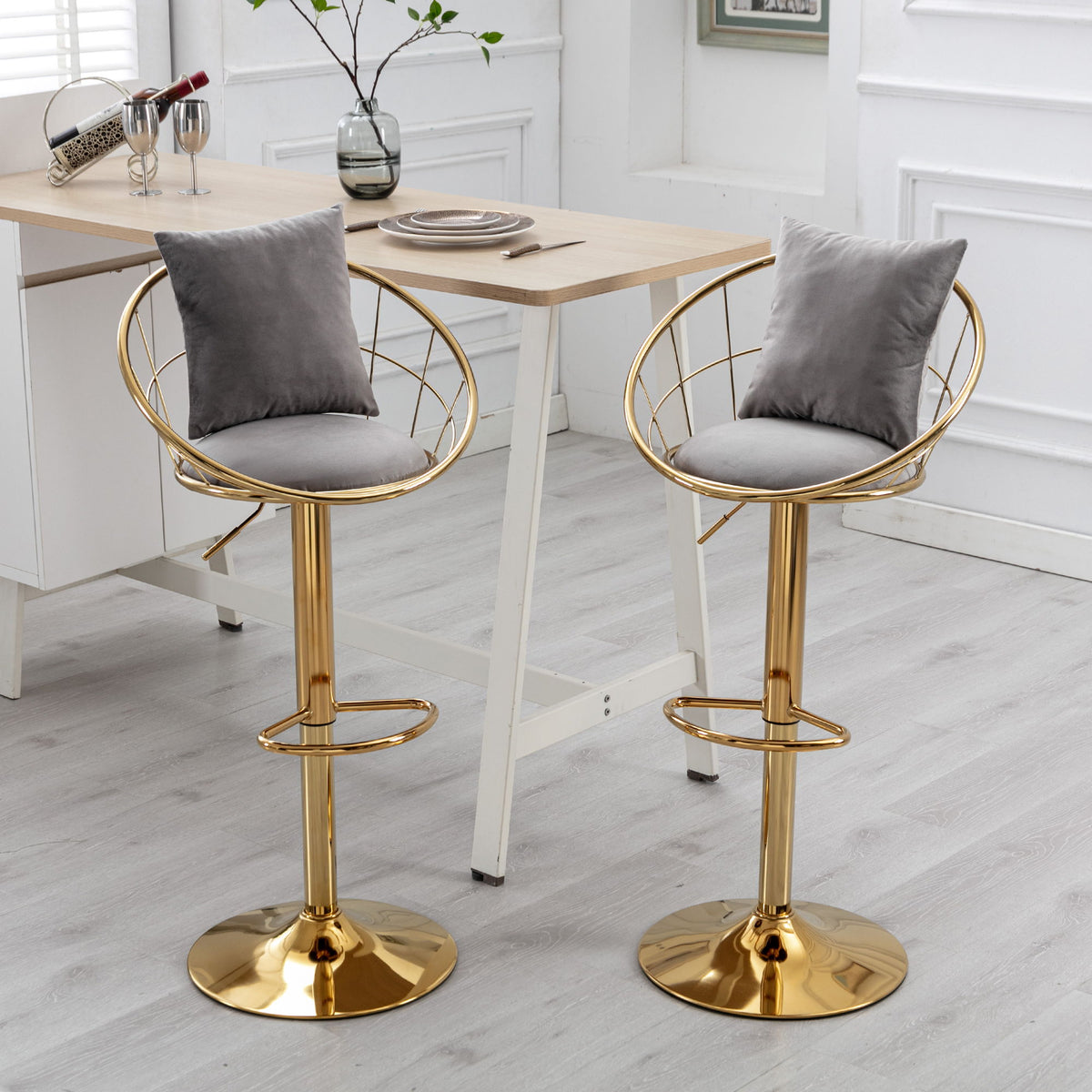 Unique Design Bar Chair, 360 Degree Rotation, Adjustable Height, Suitable For Dining Room And Bar