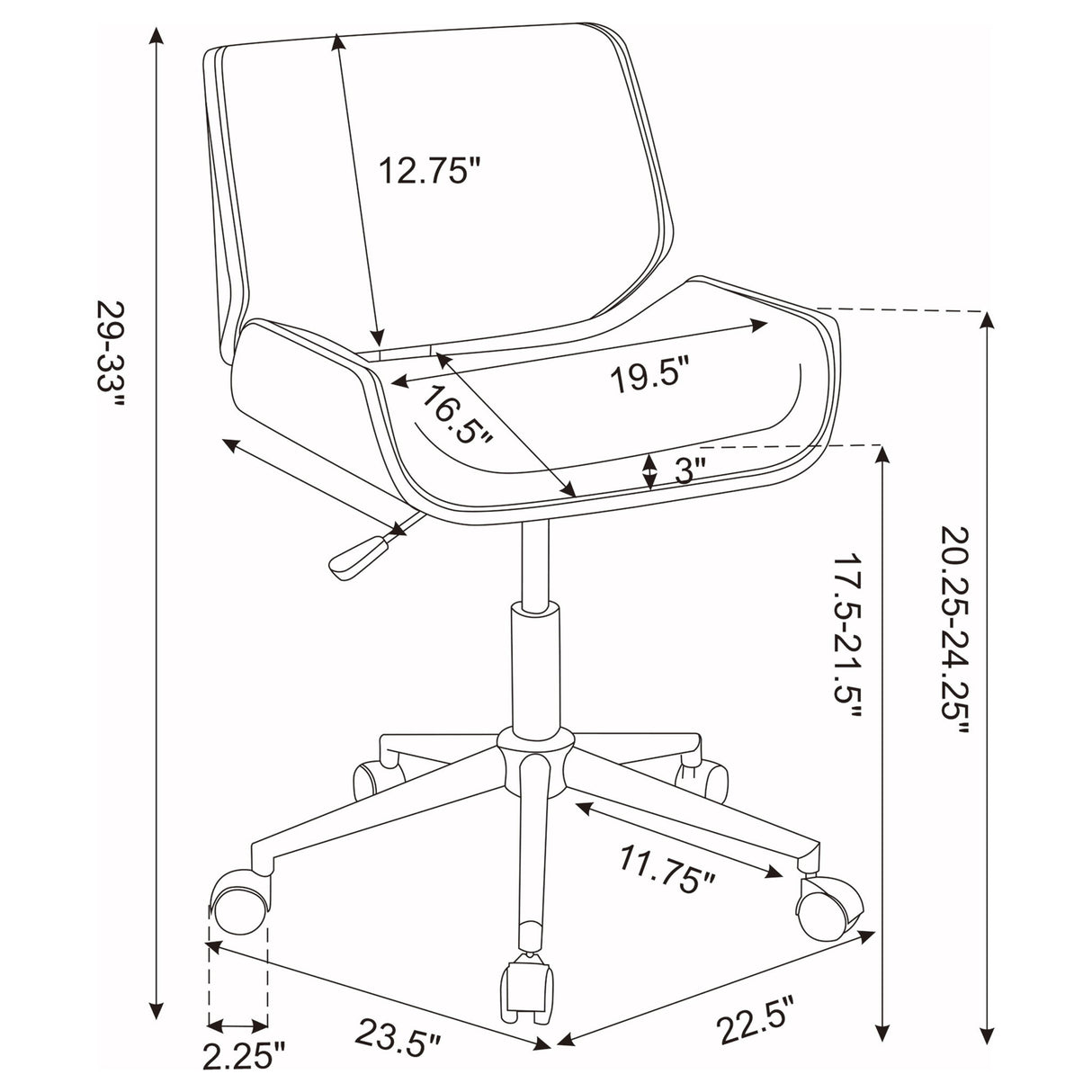 Ecru Swivel Office Chair Adjustable Height - Beige