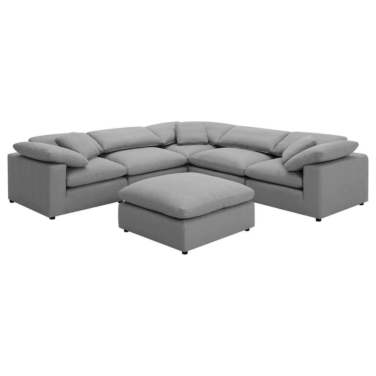 Segoura - 6 Piece Upholstered Modular Sectional With Ottoman - Gray