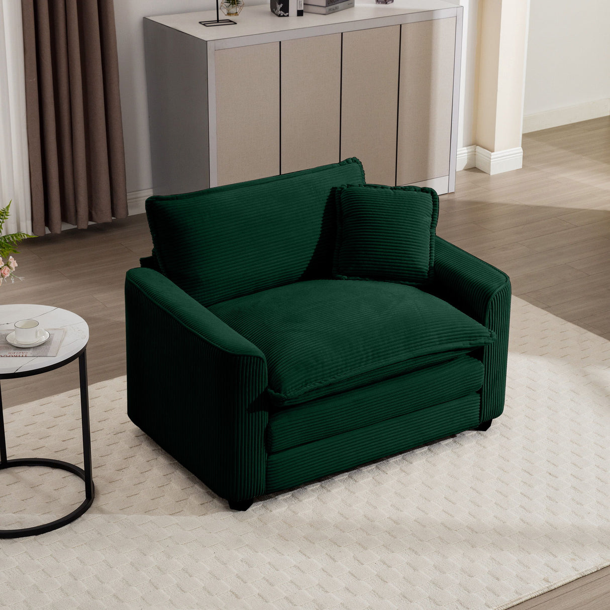 Modern Classic Fabric Single Chair Deep Seat Sofa With Pillow