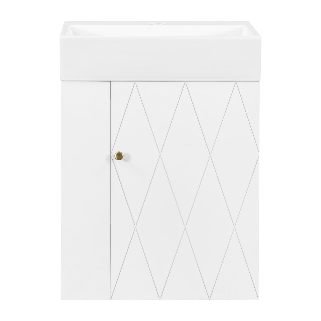 Modern Bathroom Vanity With Sink, Diamond Pattern Doors