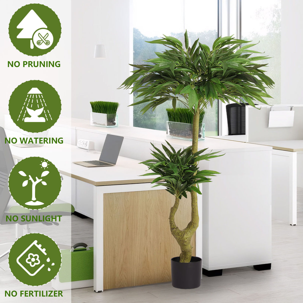 Artificial Dracaena Tree Indoor Faux ery Plant For Decoration, 150Cm - Green