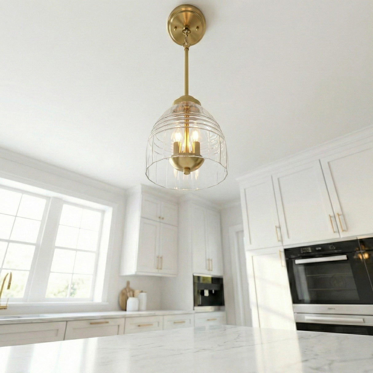 Ember - 3 Candle Lights Chain Pendant - Clear / Gold