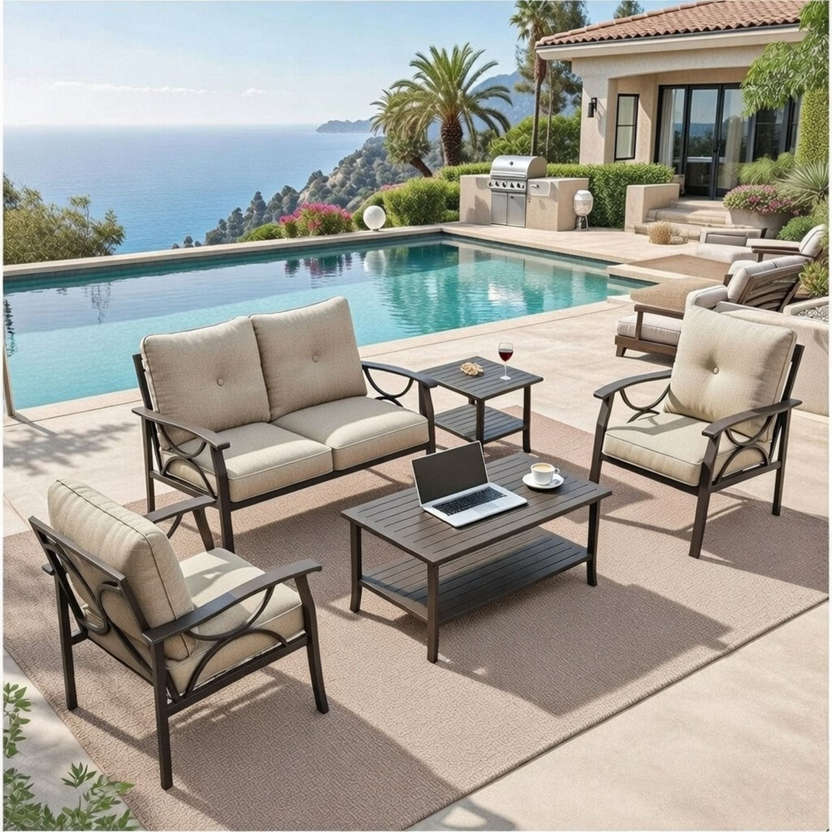 Patio Furniture Set & Coffee Table For Backyard