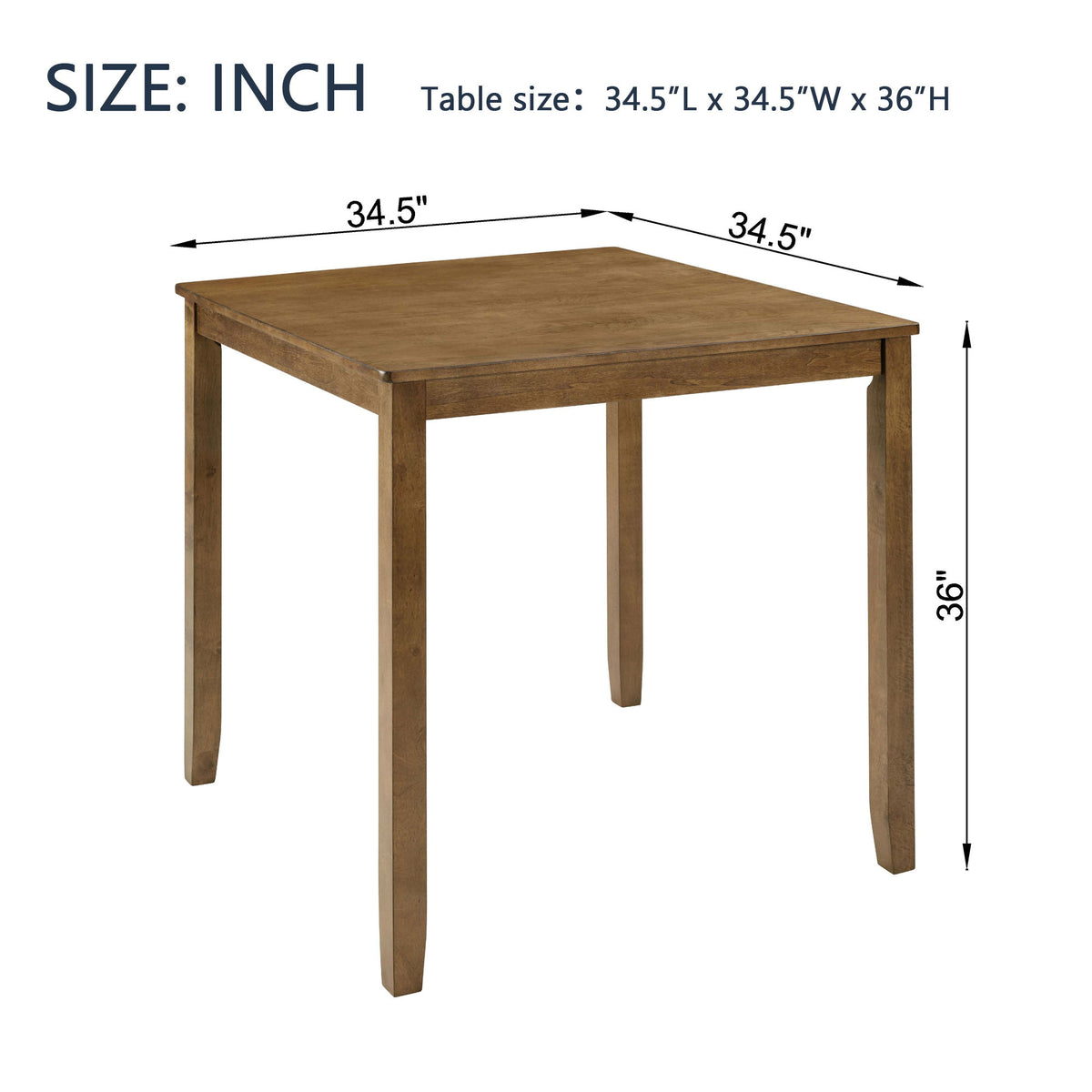 Dining Square 4 Person Counter Height Table, Only The Table - Oak
