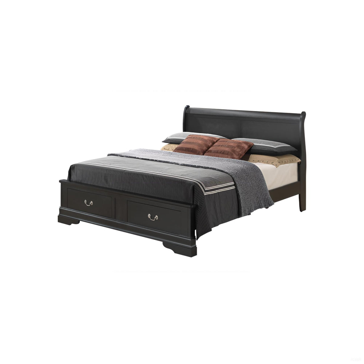 Traditional Elegant Full Storage Bed - Black