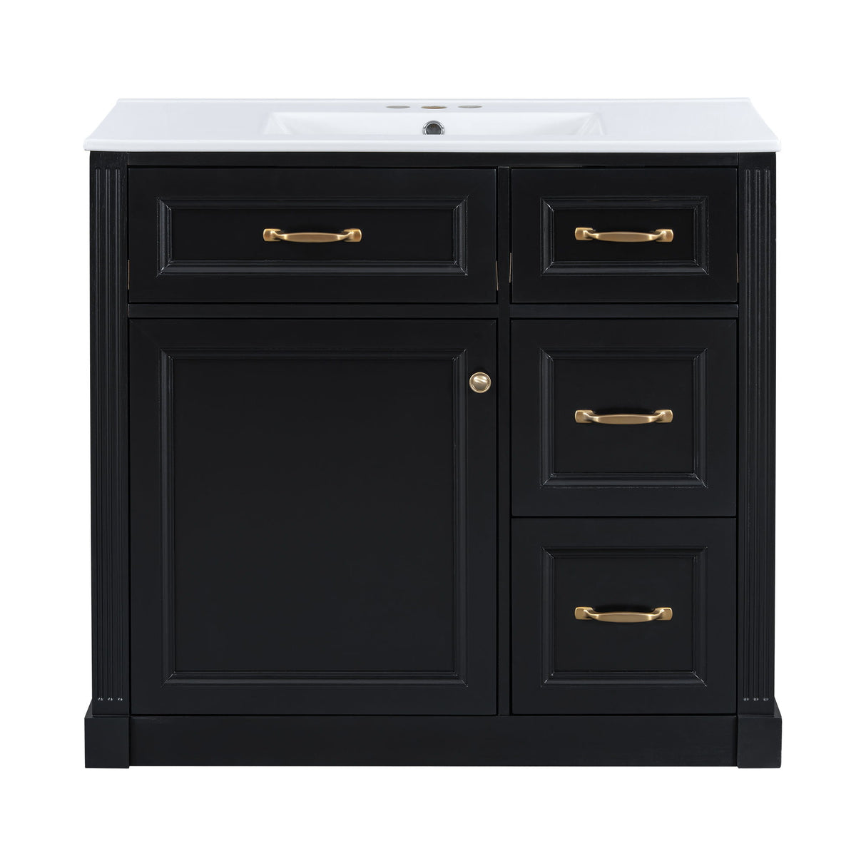 Modern Bathroom Vanity With Sink, 4 Drawers, Soft-Close Door, Adjustable Shelf