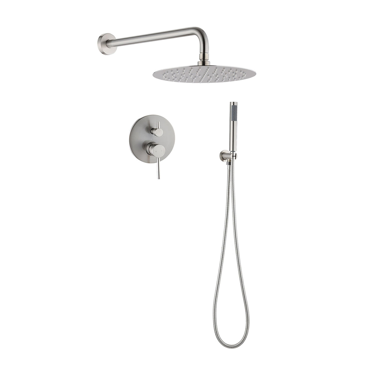 Elegant 10" Round Rain Shower Head And Handheld Set With Adjustable Tilt And Dual Modes