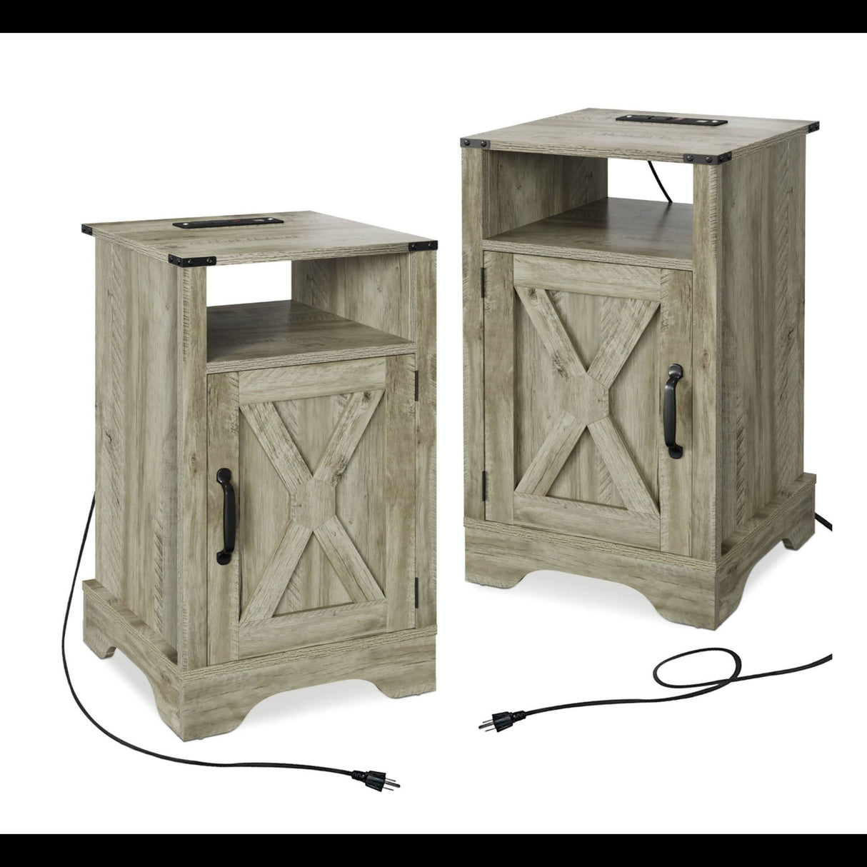 Farmhouse Nightstand, Charging Station & Storage