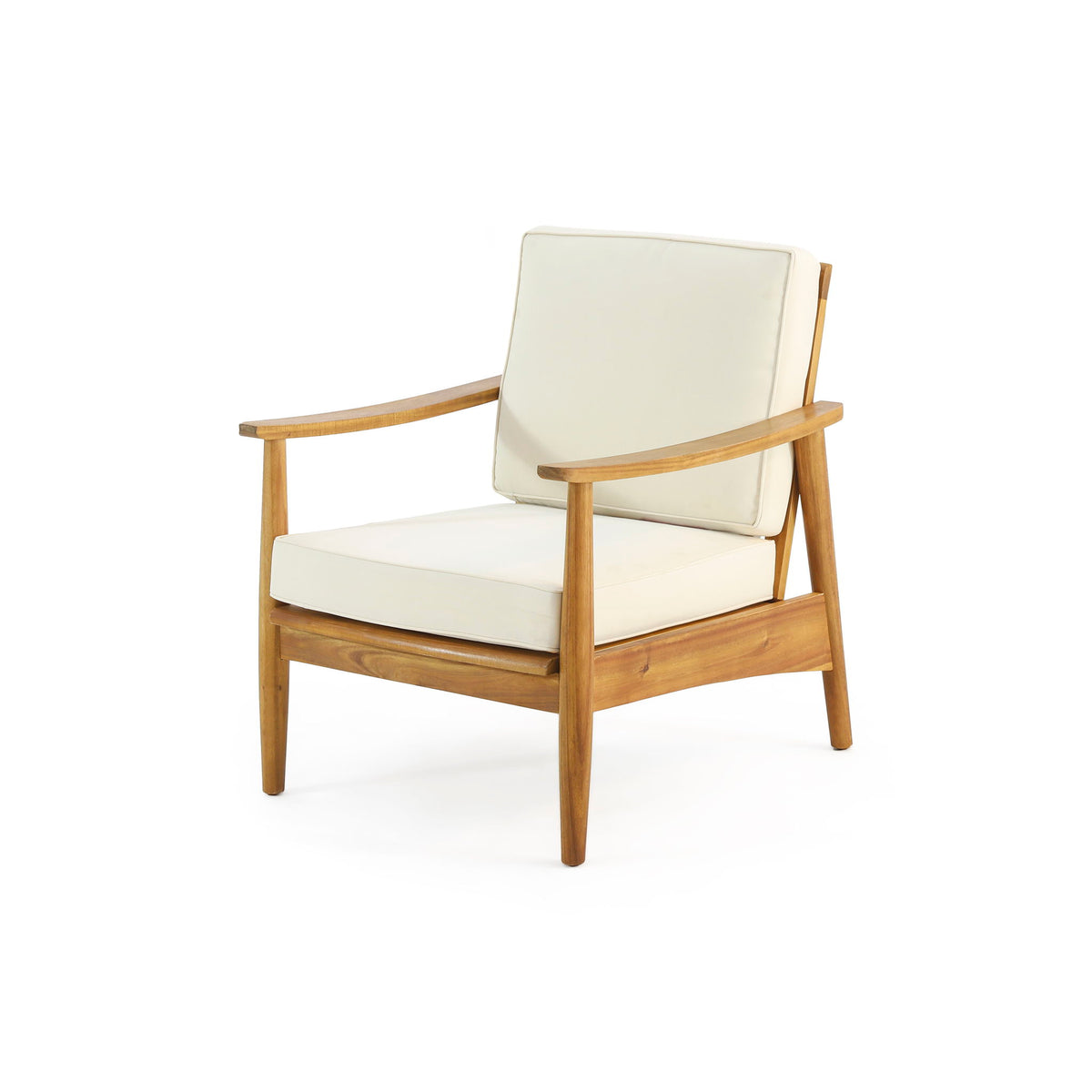 Birdsong - Outdoor Club Chair With Slat Back And Seat Cushion - Beige