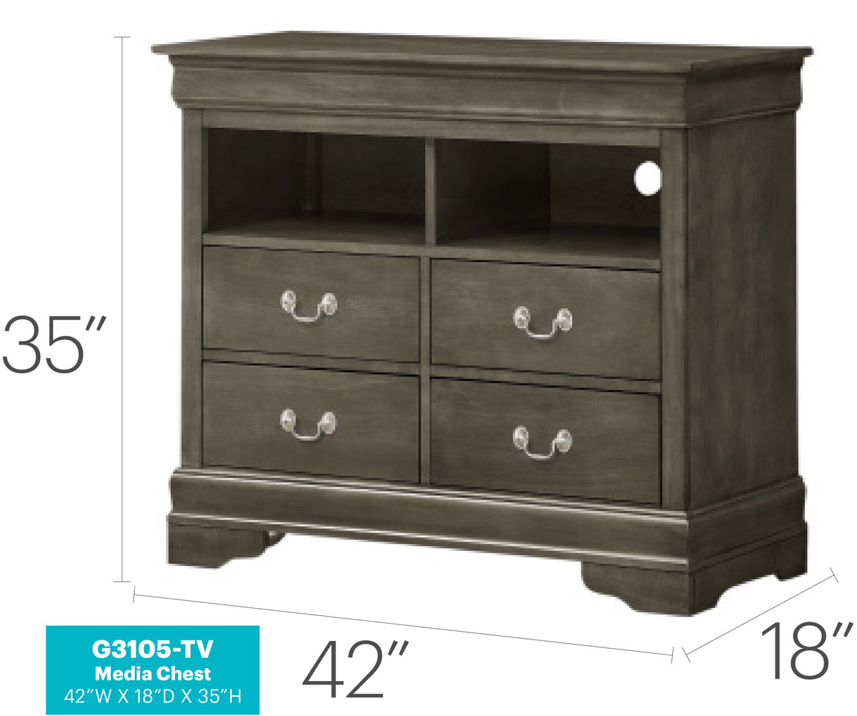 Louis Phillipe - TV Media Chest - Gray