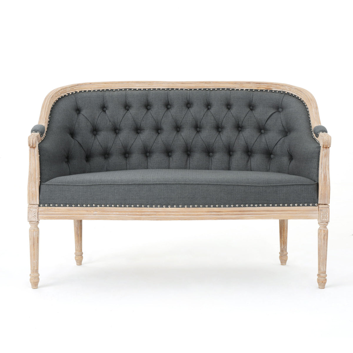 French Country Chesterfield Style Tufted Loveseat