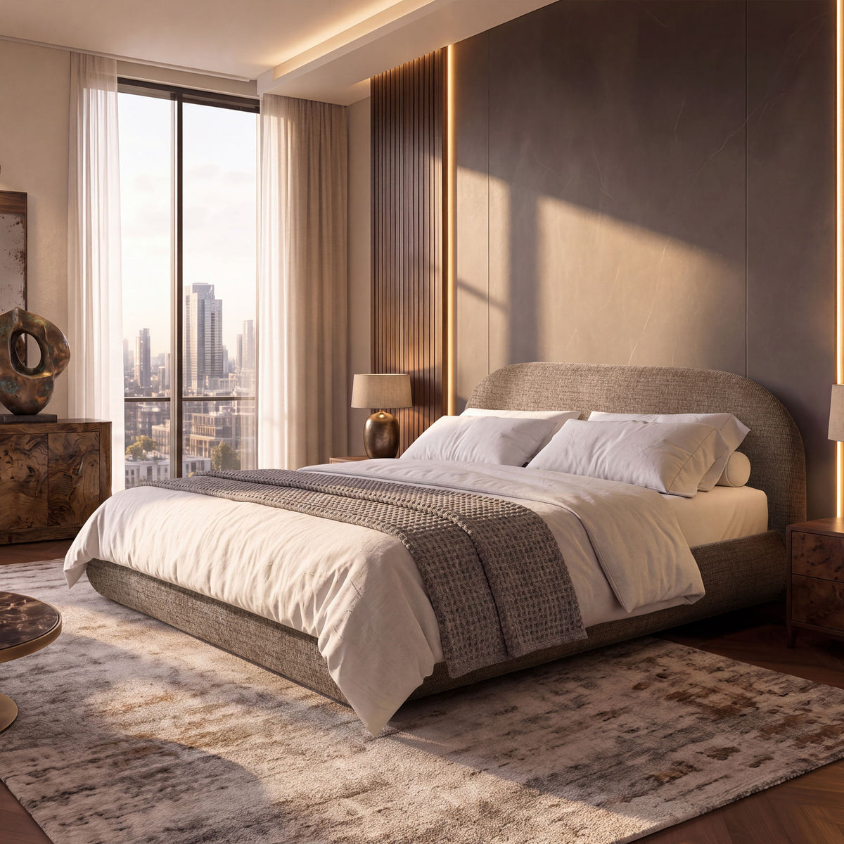 Archie Puffy Grounded - Upholstered Platform Bed