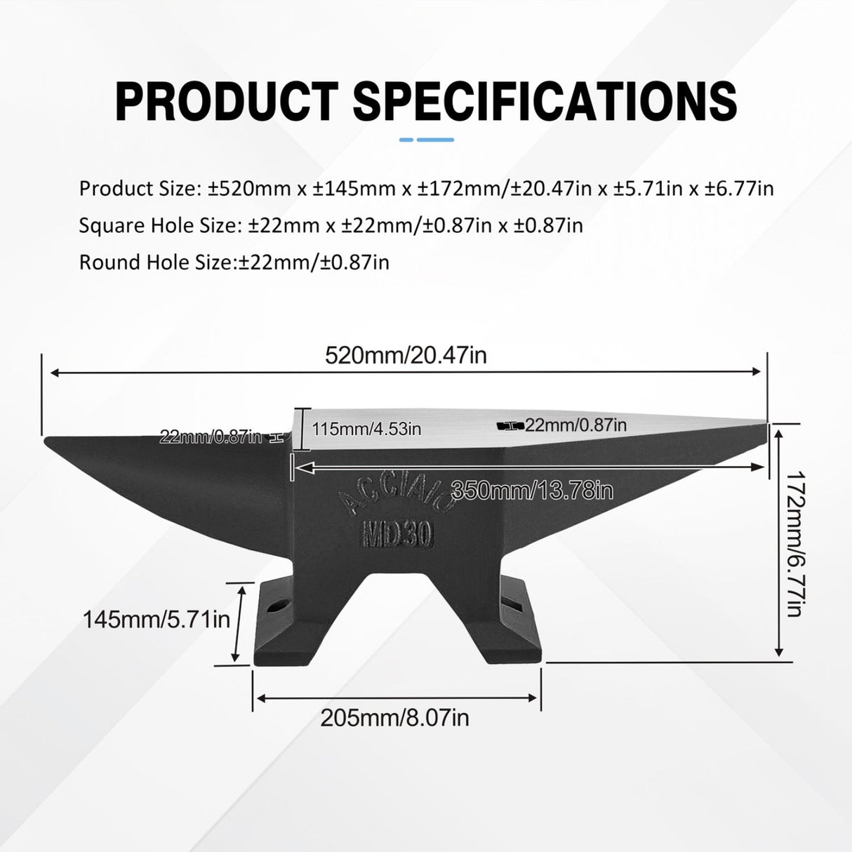 Heavy Duty Cast Steel Anvil, 22 Lbs Single Horn With Large Countertop, High Hardness For smithing
