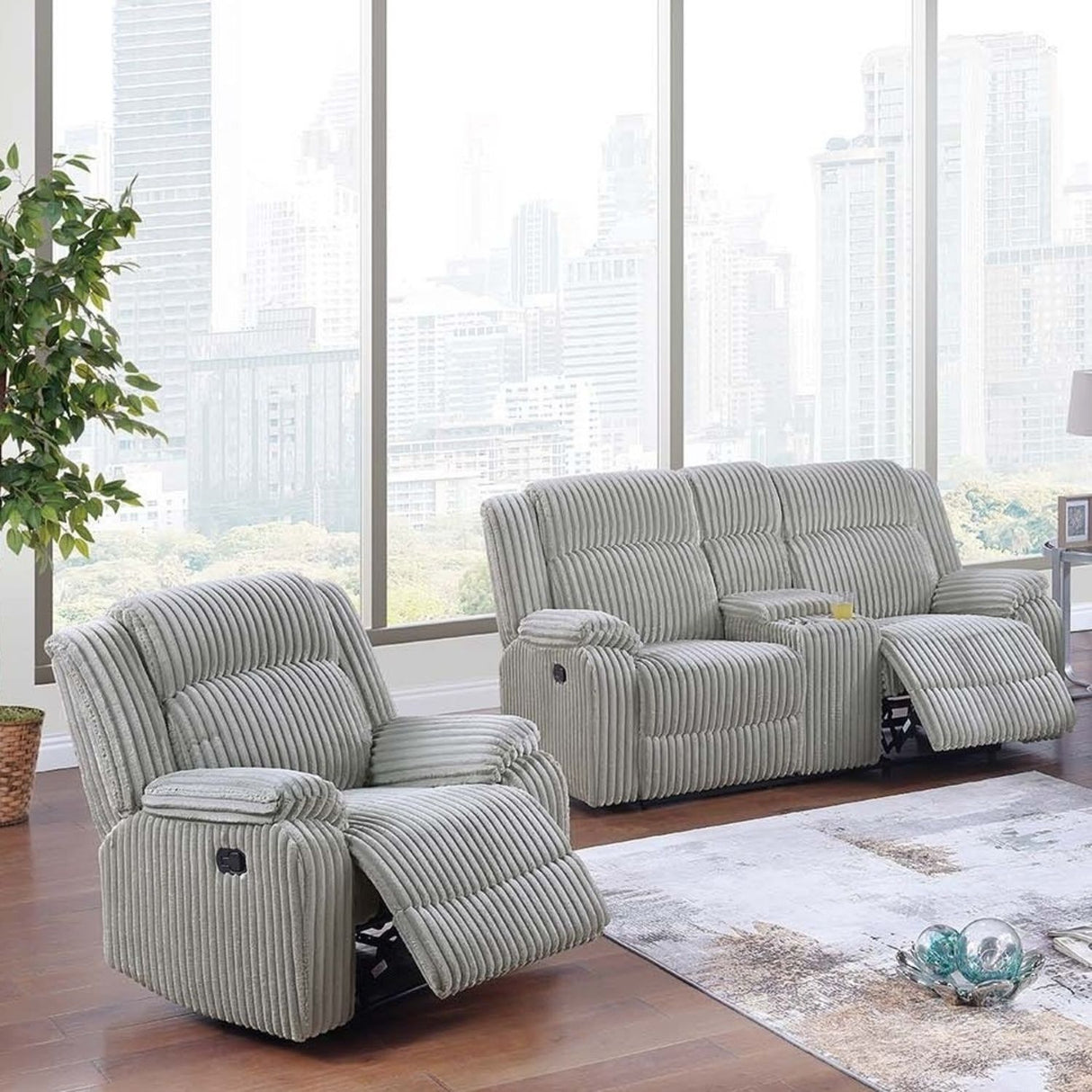 Modern Living Room Set With Pillow Arms