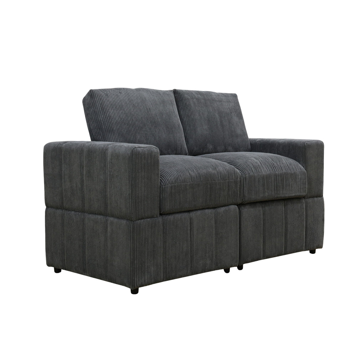 Oversized Modular Loveseat, 2 Piece Living Room Sofa Set - Dark Gray