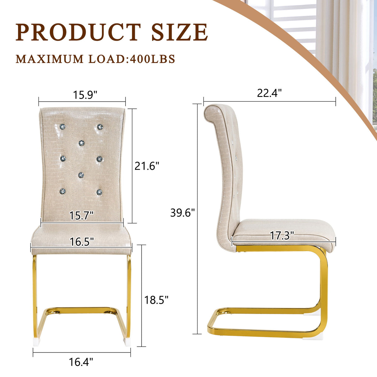 Elegant Design Alligator Skin Upholstered Dining Chairs
