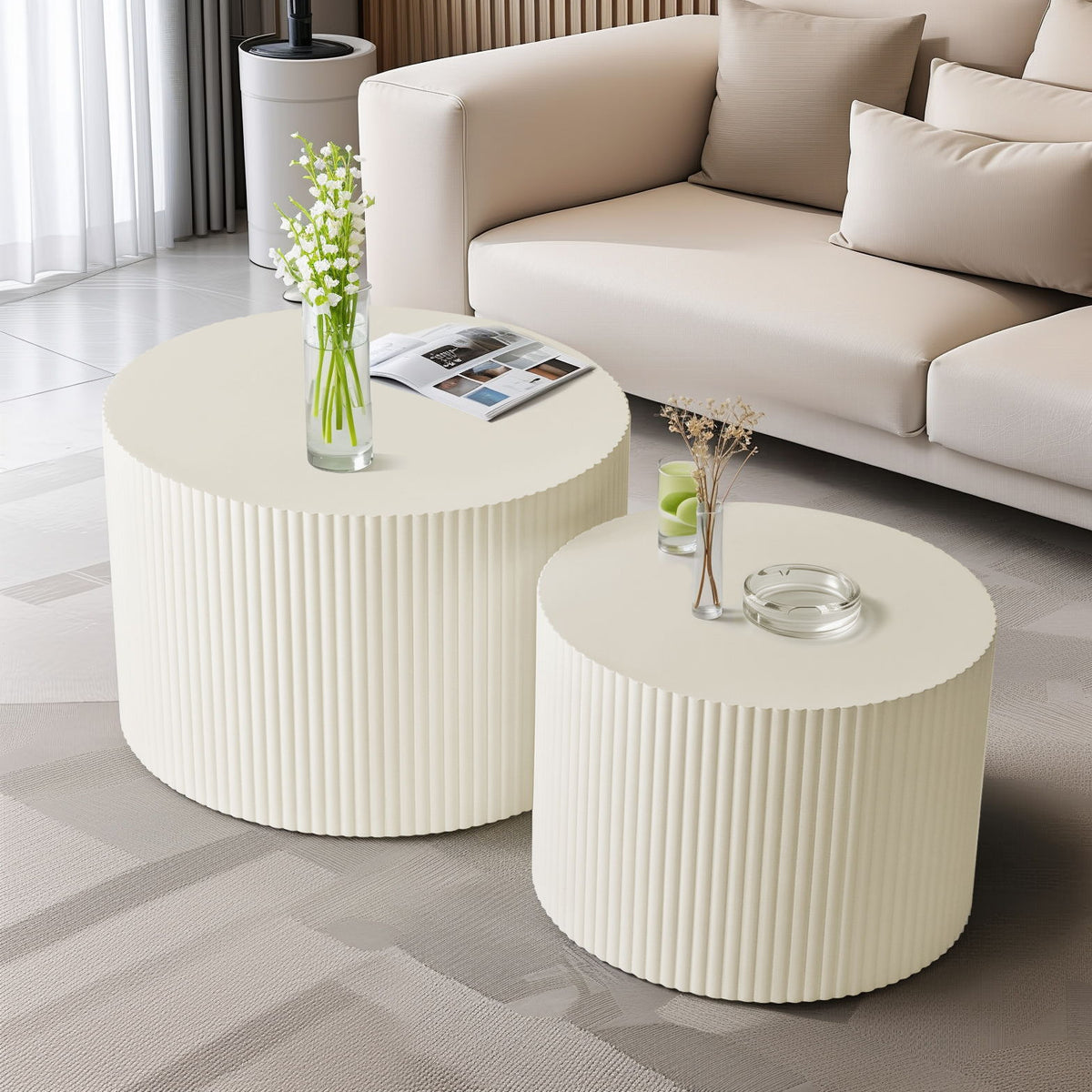 Wave Stripe Nesting Coffee Table (Set of 2)