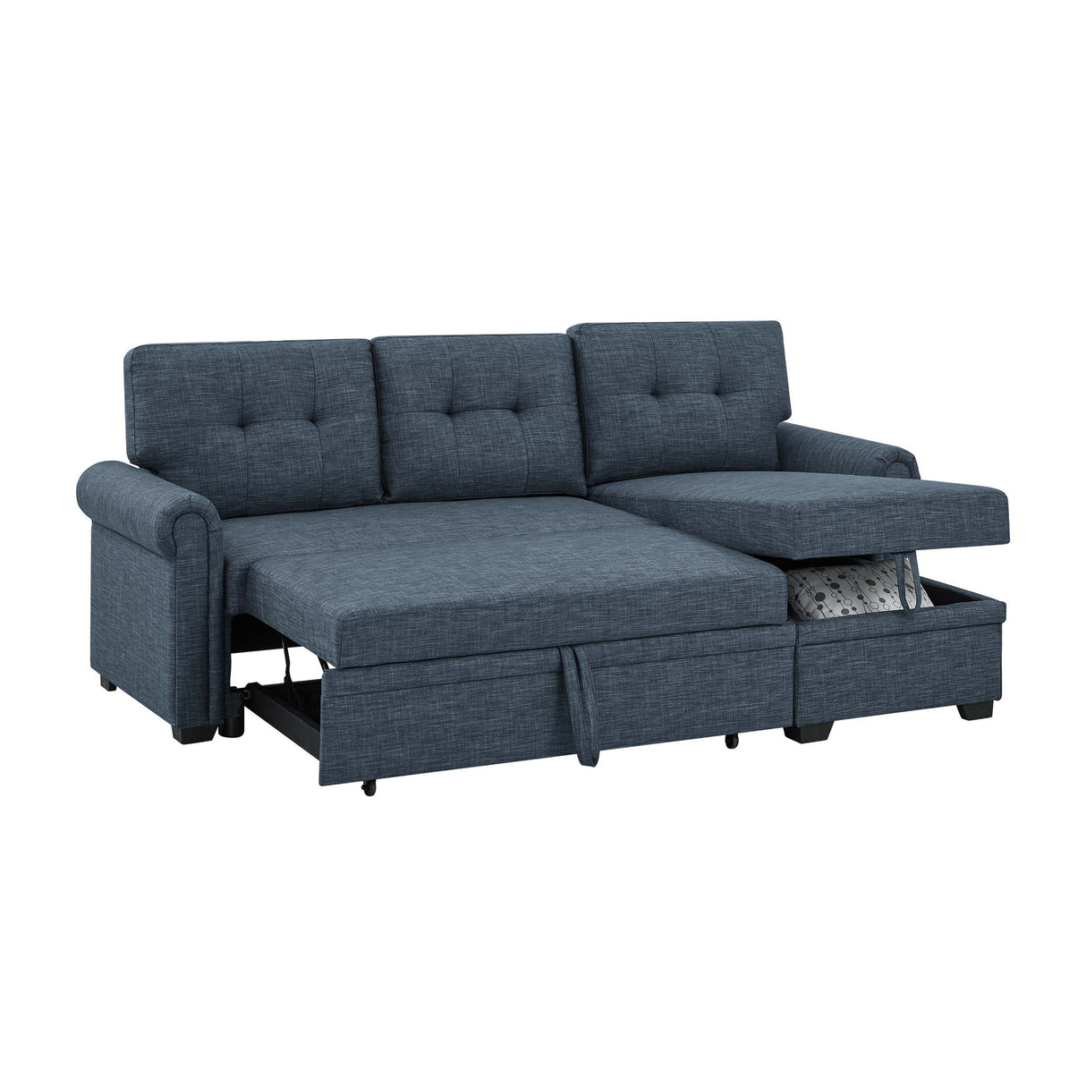 Upholstered Sleeper Sofa With Reversible Storage Chaise