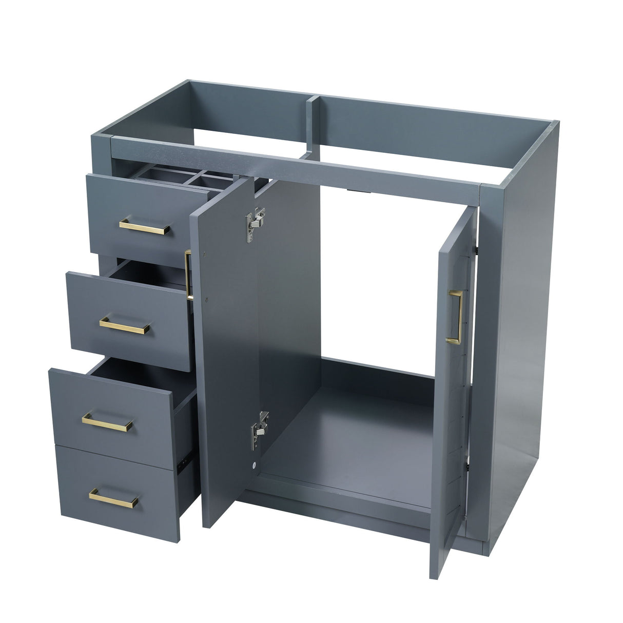 Retro Style Bathroom Vanity, 3 Drawers & Soft Closing Doors