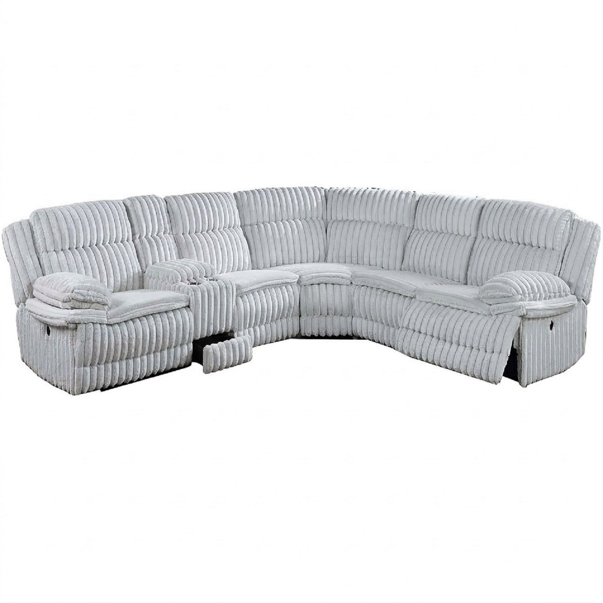 U-Shaped Sectional Sofa With Console Cup Holder, Storage Drawer, Manual Reclining