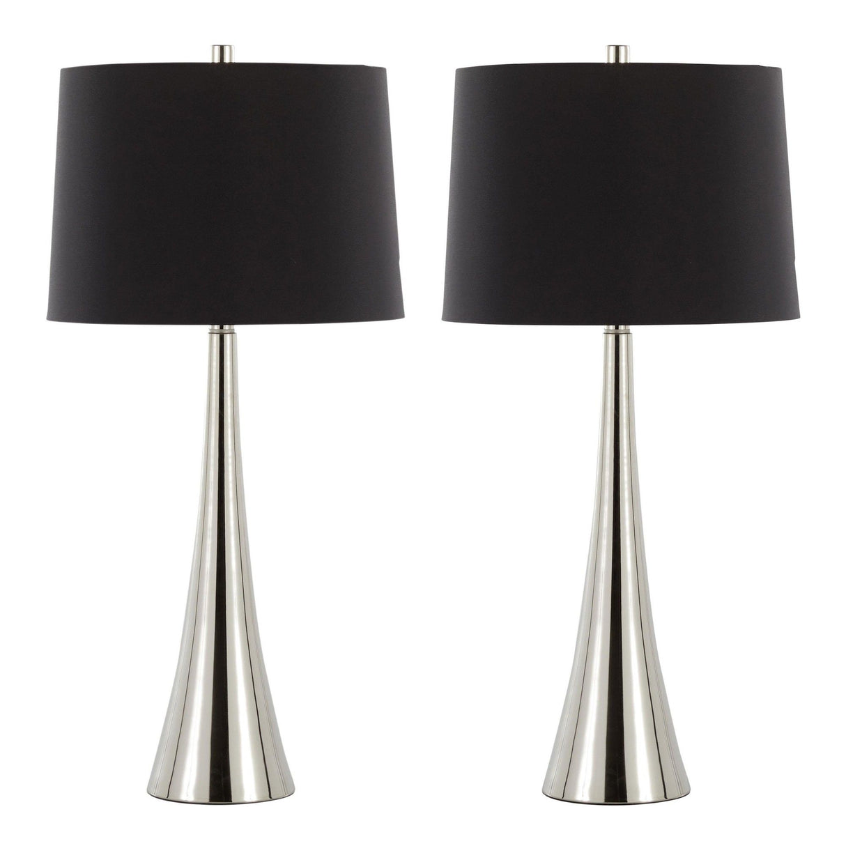 Diana - Contemporary Table Lamp (Set of 2) - Polished Nickel / Black Satin