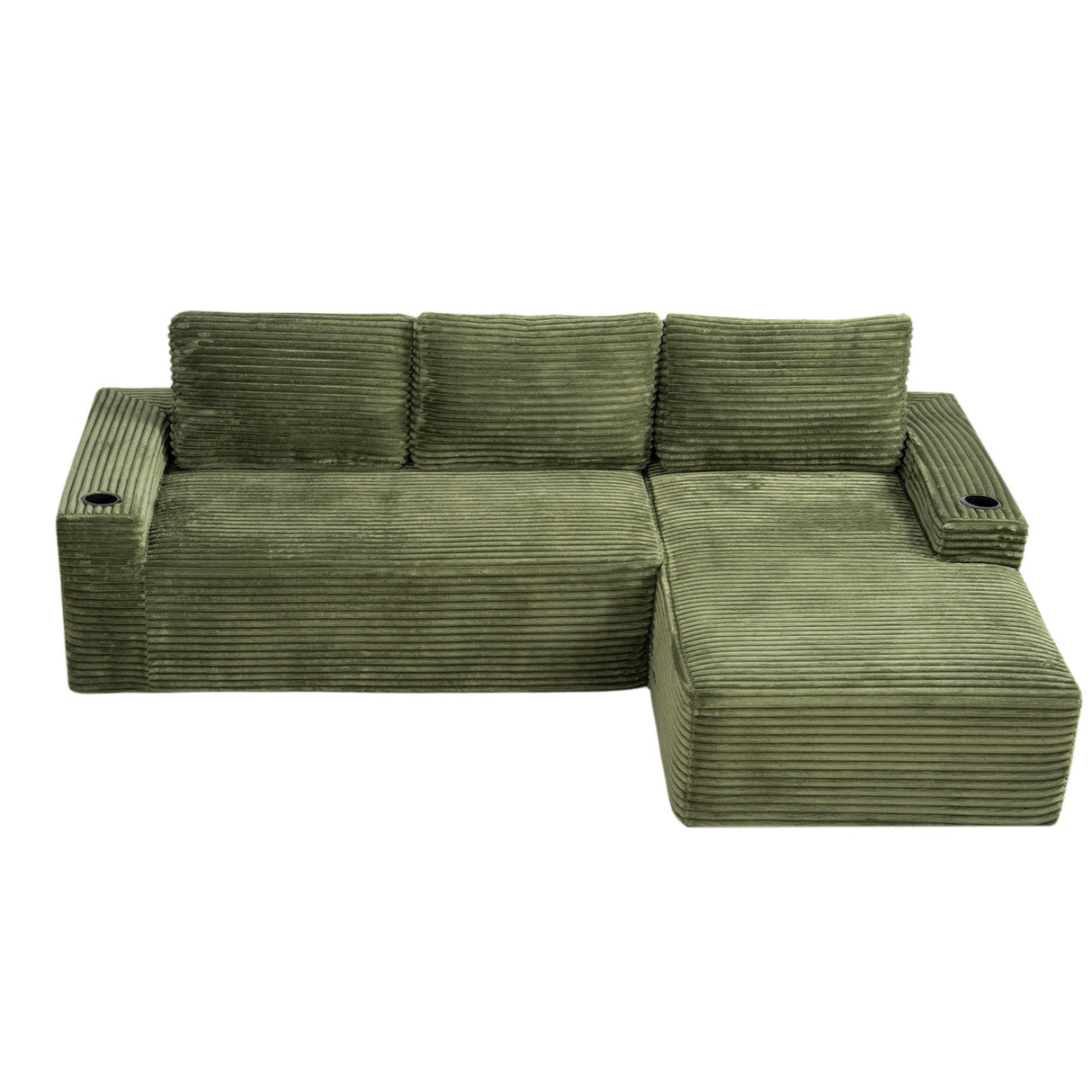 Cloud Sectional Couch, Modular Sectional Sofa With Deep Seat, Boneless Couches With L-Shape Chaise For Living Room - Green