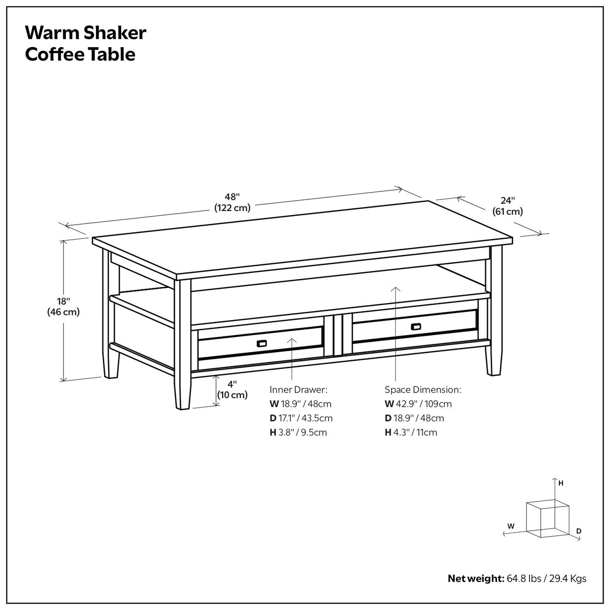 Warm Shaker - Coffee Table - Distressed Gray