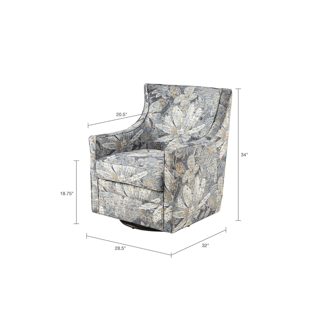 Swivel Glider Chair With Upholstery And Metal Base - Multicolor