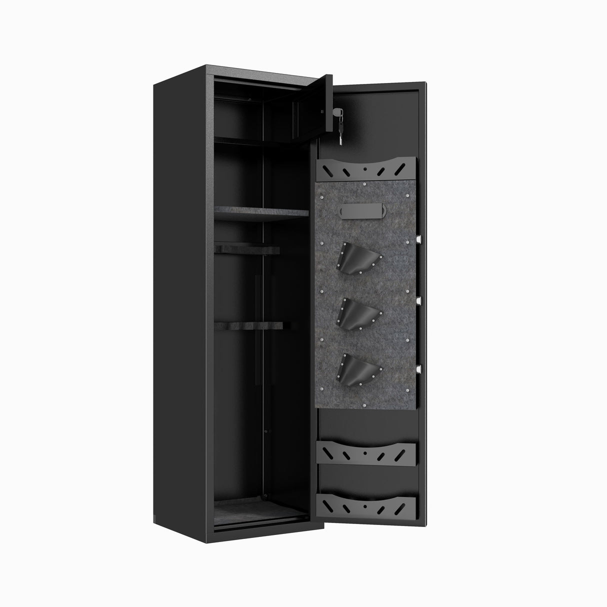 High Large Capacity Mechanical Gun Safe For Rifles & Handguns, Digital Password Lock, Built In Independent Lock Box, Adjustable Shelves - Black