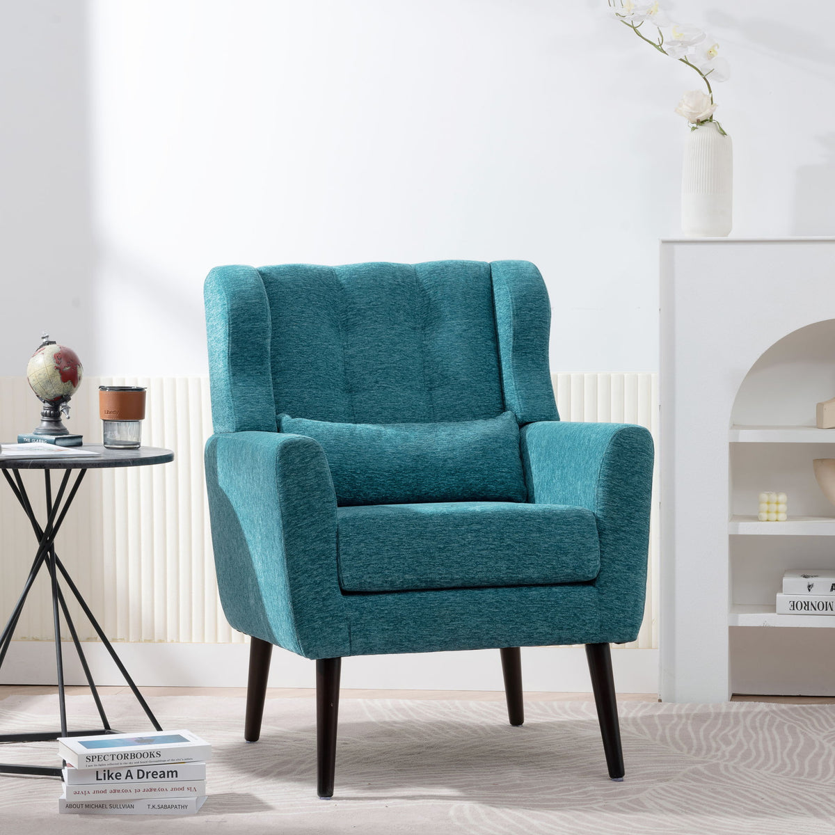 Modern Accent Chair Upholstered Foam Filled Living Room Chairs Comfy Reading Chair Mid-Century Modern Chair With Fabric Lounge Arm Chairs Armchair For Living Room Bedroom