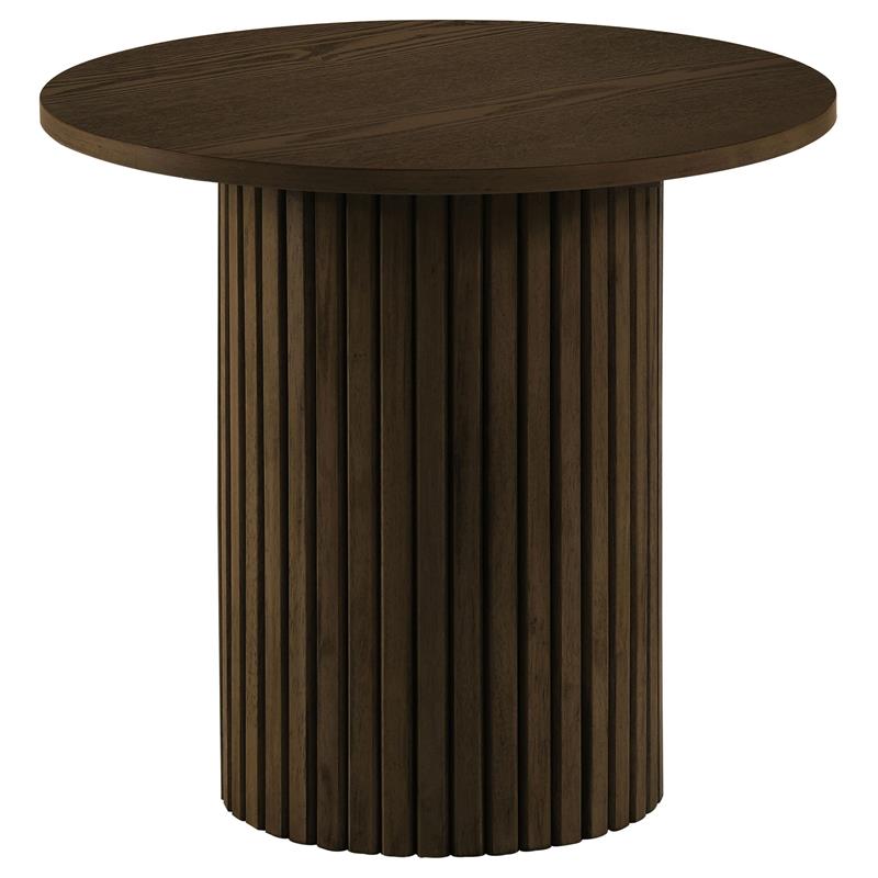 Hamlyn Round Fluted Occasional Side End Table Walnut - 706517